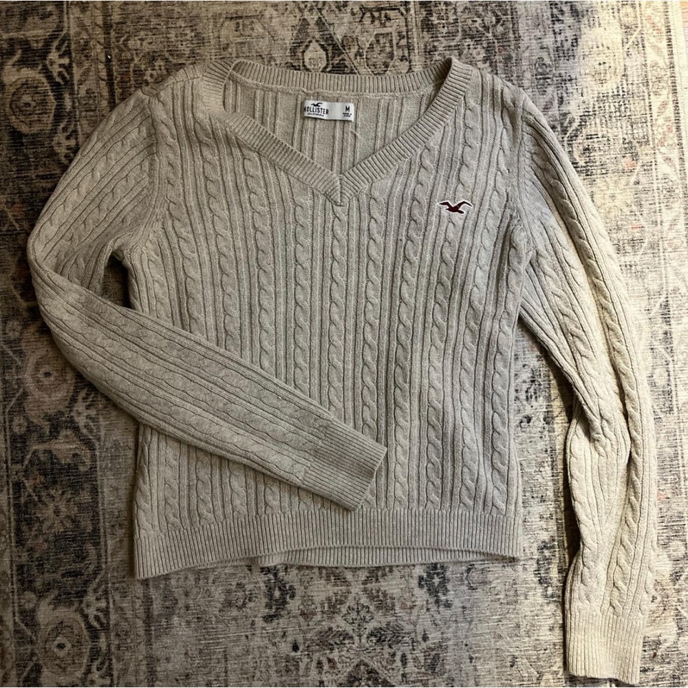 Hollister beige cable-knit sweater